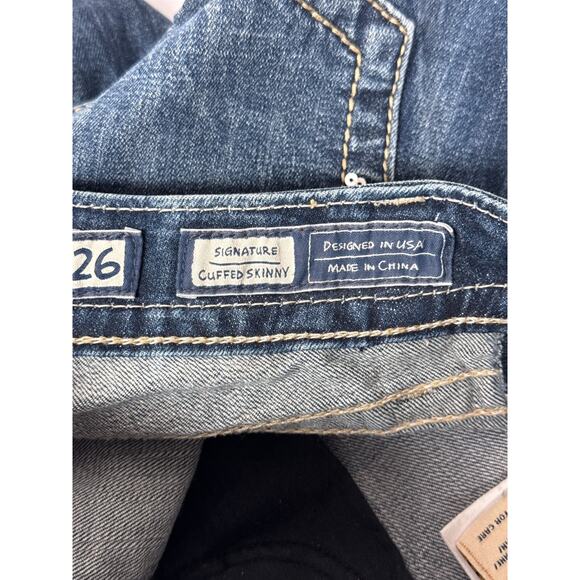 Miss Me Jeans 26 Womens Cuffed Skinny Embroidered Low Rise Medium Wash Denim - Picture 7 of 8